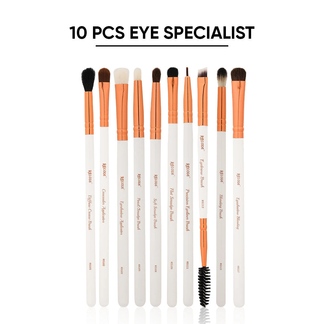Brush Set with Premium Rose Gold Pouch — 10 PCS EYE SPECIALIST