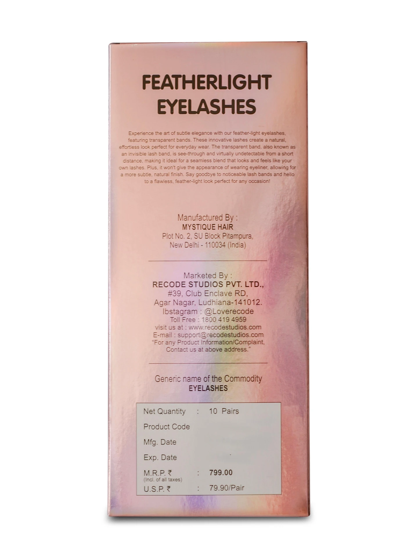 Recode Featherlight Eyelashes - Transparent Band — RE01