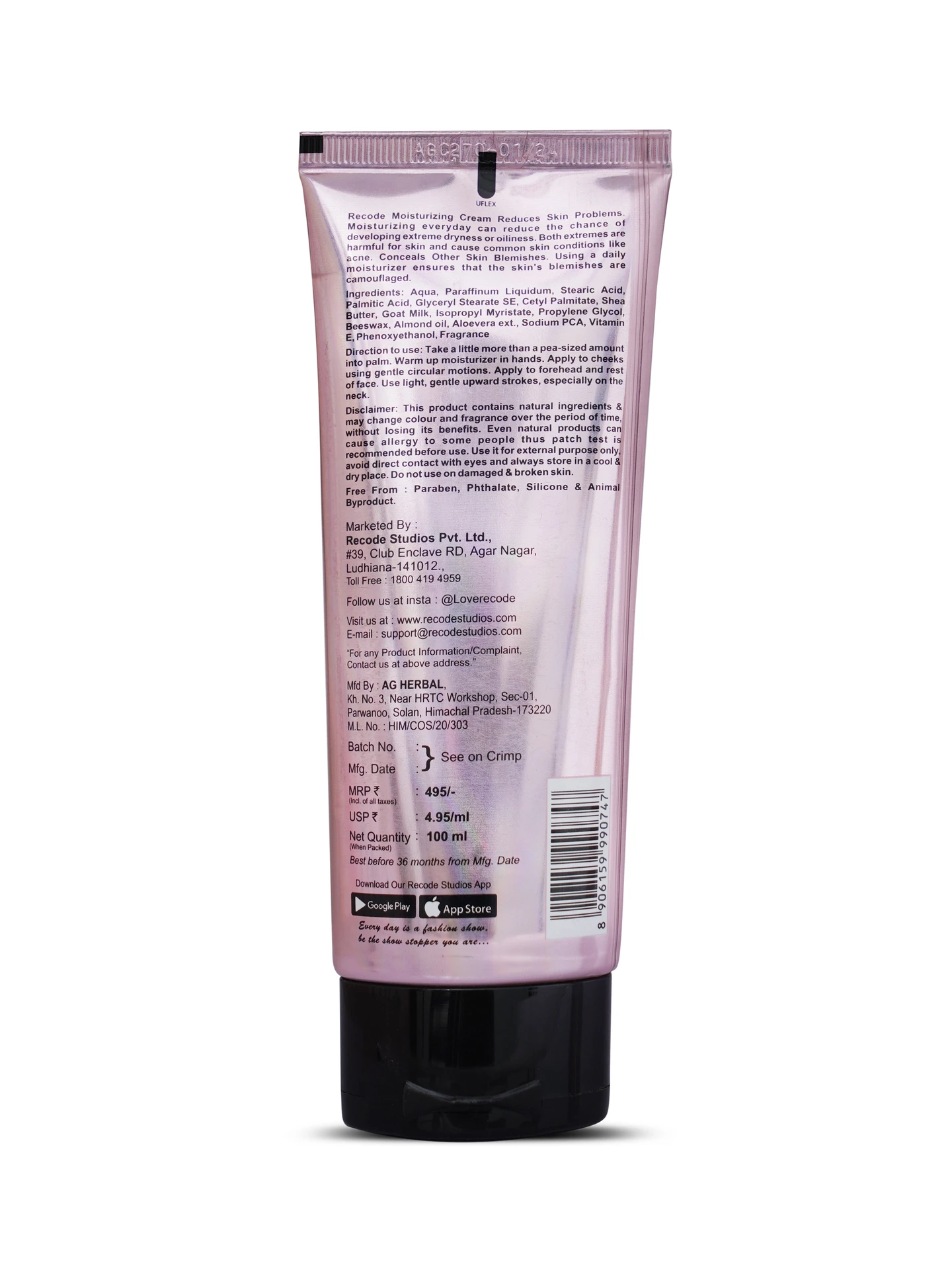 Moisturizer With Goat Milk in Tube — 100 ml