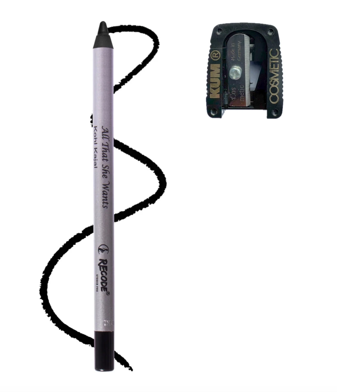 Recode Black Kohl Kajal Pencil with Sharpener (Made in Germany) All That She Wants — Black