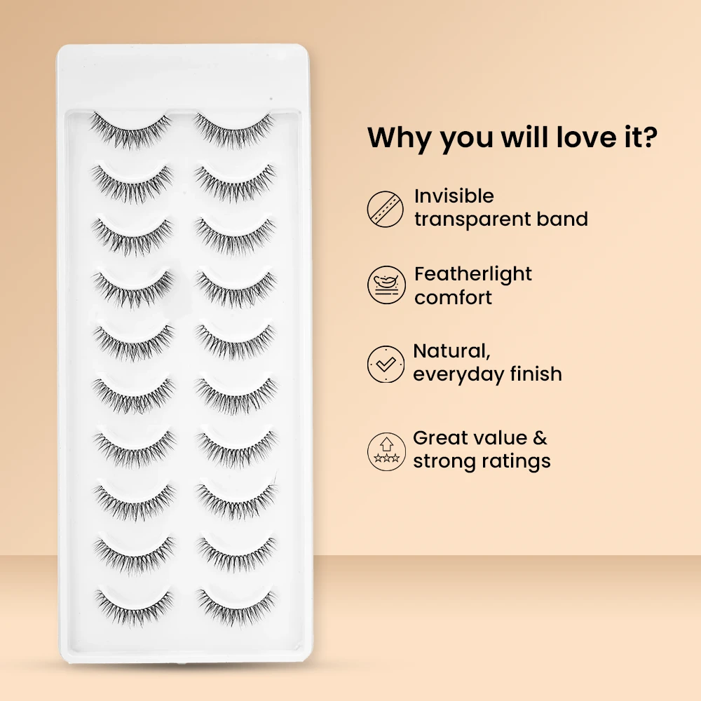 Recode Featherlight Eyelashes - Transparent Band — RE01