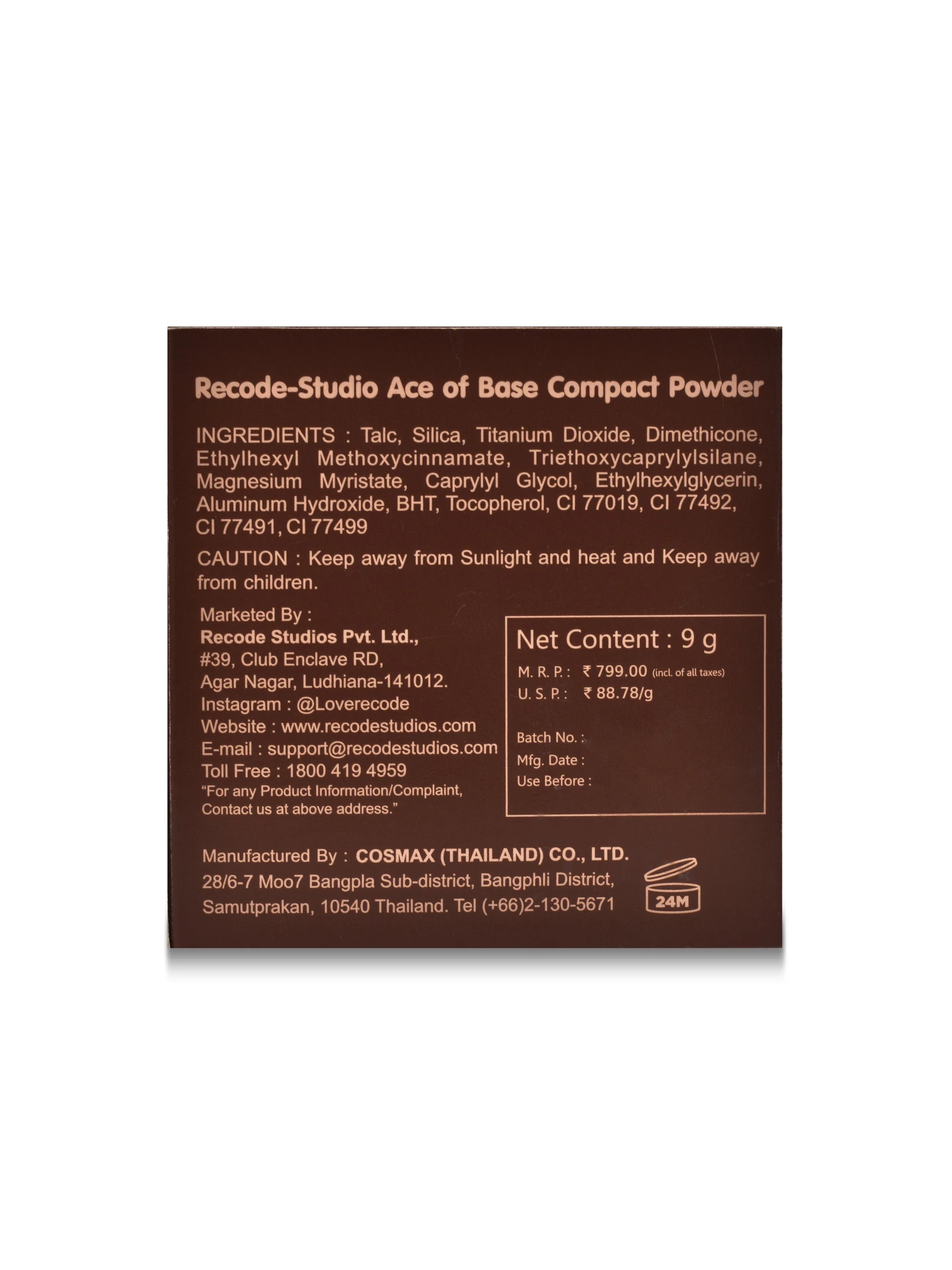 Recode Ace of base Compact Powder — 01 Sunday